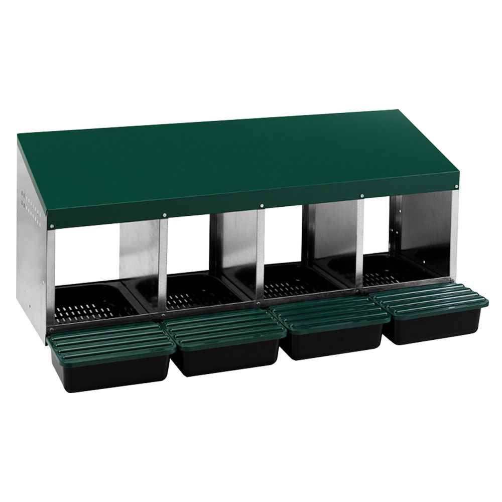 Ponedero 4 deptos. Interior, Metal y Plástico para Gallinas Mod MG04, Dezhou Des Champs